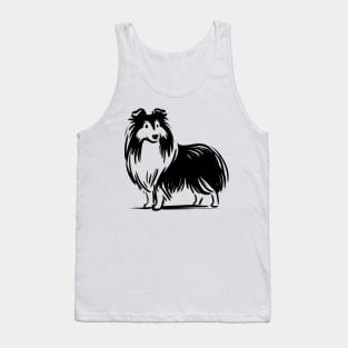 This is a simple black ink drawing of a Sheltie dog Tank Top